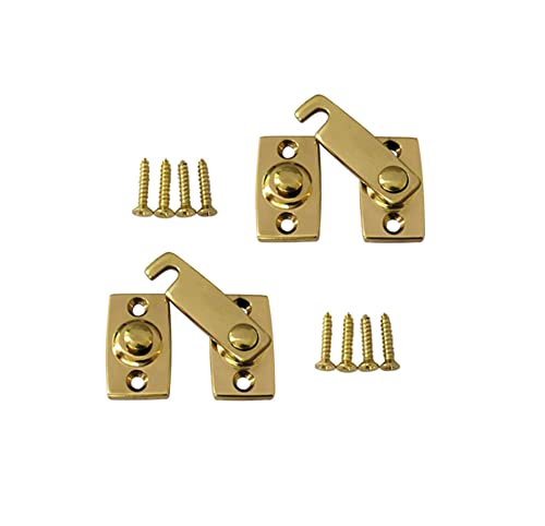 QCAA Solid Brass Shutter Bar/Door Latch, 7/8" x 2-3/32", Polish Brass, 2 Pack, Made in Taiwan - color: Polished Brass, size: 2 Pack