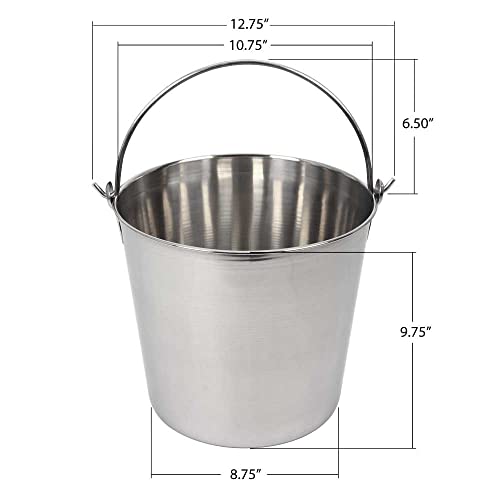 Lindy's 13-Quart Stainless Steel Bucket, Durable Seamless Bucket for Home, Carry Water or Milk, Fill with Food, Cleaning Bucket - size: 13 quarts