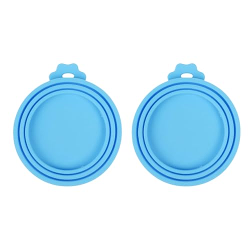 2 Packs Pet Food Cans Lids,Cute Can Lid Dishwasher Safe, Can Covers Most Standard Size Dog and Cat Canned(sky blue) - color: sky blue