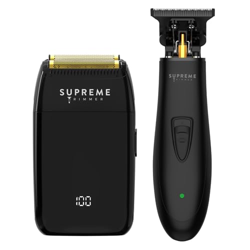 Supreme Trimmer 2-in-1 DLC T-Shaper Beard & Hair Trimmer + Crunch Lite Foil Shaver | Barber-Grade Precision & Travel Kit | Cordless Beard Grooming Set - style: Crunch Lite & DLC T-Shaper