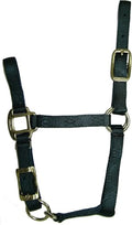 Hamilton Quality Adjustable Horse Halter, 200-300 lbs, Dark Green | Premium Quality 3/4" Triple Ply Nylon, Weanling/Large Pony, Adjustable Chin Strap, Rolled Throat, Brass Plated Hardware - color: Dark Green, size: Weanling, 200-300lbs