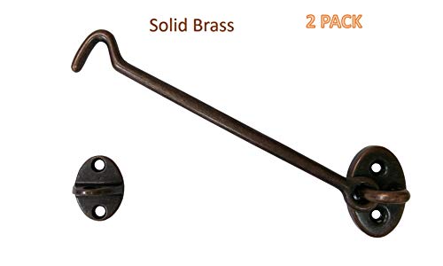 Heavier Duty Brass Door Hook Latch & Eye, 6", Antique Copper, 2 Pack, Made in Taiwan - color: Antique Copper, size: 2 Pack (6")