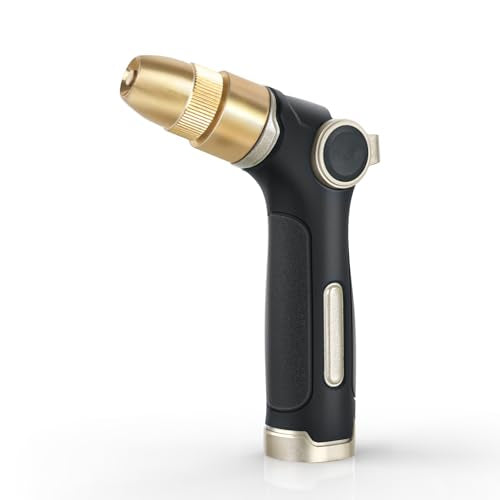 RESTMO Garden Hose Nozzle, Heavy Duty Water Hose Sprayer for Outdoor | Zinc Alloy Metal, Thumb Control, Precise Flow, Adjustable Spray Patterns, Leak-proof, Ideal for Lawn & Plant & Car, Black - color: Black