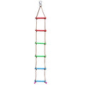 Rainbow Craft 6.6FT Ninja Rope Ladder, PP Material, Kids Obstacle Course | 220lbs Capacity, Ages 3-12, Portable with Hooks, Fits Swing Sets & Slacklines, Backyard Ninja Warrior Training