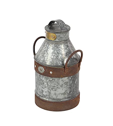 Deco 79 Metal Galvanized Milk Can, 13 by 7-Inch