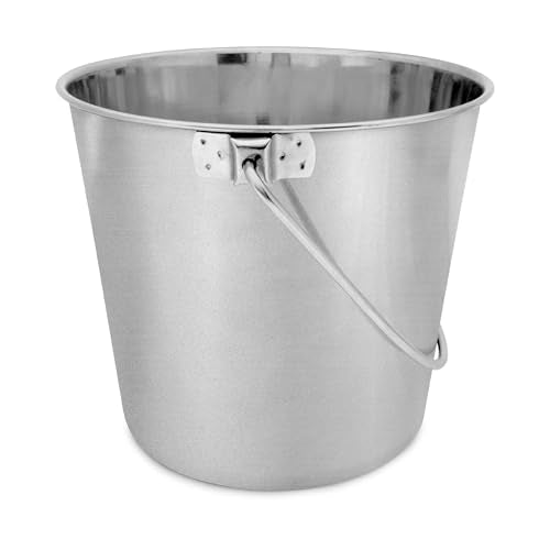 Half Gallon Stainless Steel Bucket - Durable Metal Bucket 2 Quart | Rust-resistant Bucket For Food Prep Cleaning Feeding & Watering Pets & Livestock - For Crates Kennel Cages & Fences - size: 2 Quarts