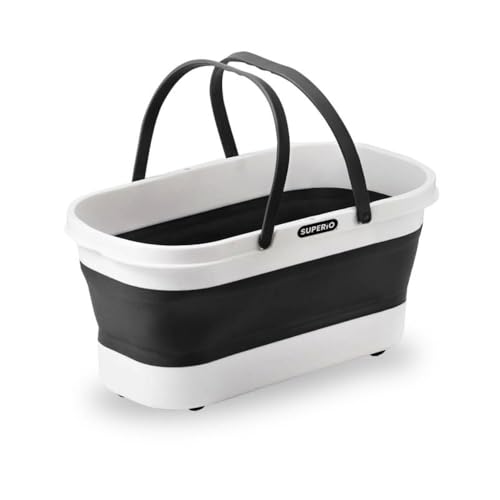Superio Fold N' Go Mop Bucket with Wheels - Collapsible Cleaning Bucket, 10L, Portable Water Pail for Home, Car, and Outdoor Use