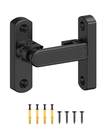 Adjustable Barn Door Locks, 90/180 Degree Gate Latch, Black | Home Security Sliding Door Latch for Bedroom, Barn, Cabinet, Garden & Fence - color: Black-1 Pc