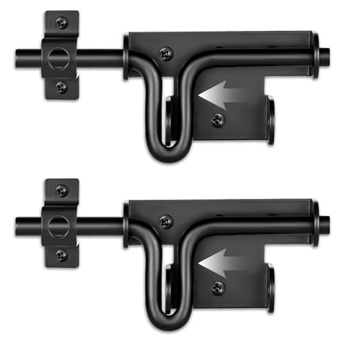 Slide Bolt Gate Latch, 2 Pack Heavy Duty Slide Latches | Thickened Steel, Black Powder Coated; Padlock Hole for Extra Security; for Wood Fence, Barn, Shed, Garden Gates - size: 2 Pack