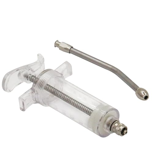 30ml Reusable Goat Syringe with 2 Drench Nozzle,Adjustable Dosage Detachable Drench Syringe for Sheep,Rabbit,Cat,Dog ,Goat Suppplies