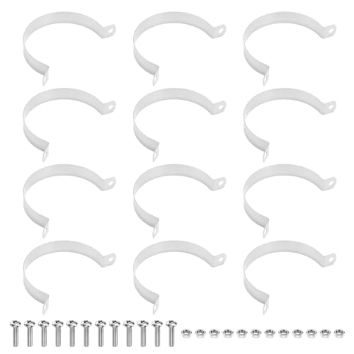 M METERXITY 12-Pack 2-3/8" Brace Bands Chain Link Fence Parts | Galvanized Steel Chain Link Brace Band with Bolts and Nuts for Fence, Gate, Posts, Rust-Resistant [Silver] - size: 2-3/8"