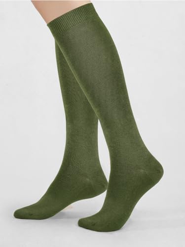 COTTON DAY Women's Soft Combed Cotton Knee High Socks Seamless Toe 3 Pack - color: Green 3 Pack, size: Small-Medium