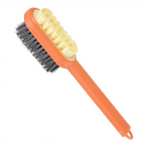 Suede Shoes Brush, 2-in-1 Rubber Polish Eraser Lazy Shoe Brushes All-Round Cleaning Tool Orange Shoe Brush and Eraser with Soft Bristles for Suede Nubuck Shoes Bag Jacket Boots Cleaning
