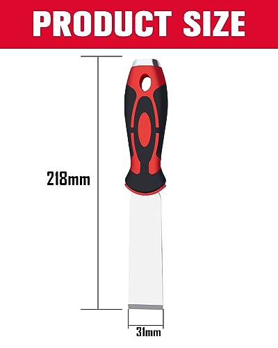 ROTATION 1.2" Stainless Steel Putty Knife, Scraper with Hammer End | Soft Grip, Heavy Duty, Extra Thick - style: 1pc