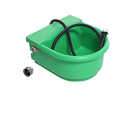 Automatic Heated Dog Water Dispenser Bowl 5L 100W for Livestock | US Plug chew‑proof Cord in Winter Outdoor Chicken Waterer with Thermostat & float valve for Horses Sheep livestock Poultry