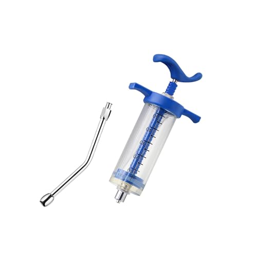 1 Set Feeding Syringe with Drench Nozzle Adjustable Dosage Reusable Drench Gun Syringe for Goat, Horse, Sheep, Dog, Pig, Cat, Bird, Small Pet (M-50ml) - size: M-50ml