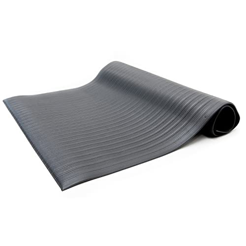 Bertech Anti Fatigue Floor Mat (Made in USA), 2 Feet Wide x 3 Feet Long x 5/8 Inches Thick, Ribbed Pattern Top, Black, Bevelled on All Four Sides, RoHS and REACH Compliant - size: 36" L x 24" W x 0.625" Thk, style: Ribbed Pattern