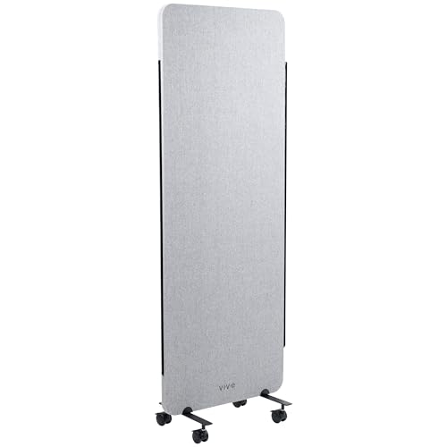 VIVO Gray Mobile 24 x 66 inch Privacy Panel, PP-1-T024G-M | Freestanding Cubicle Divider on Wheels, Acoustic Wall Partition, Single 24 inch Panel with 2-Sided Zipper Attachment System - size: 24"