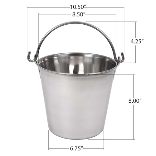 Lindy's 6-Quart Stainless Steel Bucket, Durable Seamless Bucket for Many Home Tasks, Carry Water or Milk, Fill with Food, Use as a Flower Pot, Cleaning Bucket, Table Centerpiece and Much More - size: 6 quarts