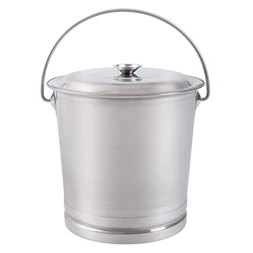DYNAMI 3.7Gal Stainless Steel Bucket with Lid and Handle,Stainless Steel Multipurpose Bucket w/Raised Bottom,Round Metal Compost Bucket Water Pail Bucket Milk Pail Bucket Ice Bucket Lab Bucket - size: 14L/14.8Qt
