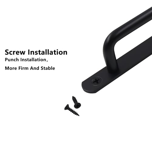 Barn Door Handles, Door Pull Handles with Plate,201 Stainless Steel Pull Handles,Metal Sliding Door Pull Handles,Shed Handle Pulls for Closet Cabinet - color: Black, size: Hole Center:165mm/6.5''