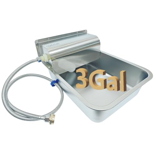 Stainless Steel Automatic Dog Water Dispenser,Adjustable Float Valve | 3 Gallons Indoor&Outdoor Dog Water Bowl Self-Filling Water Auto Fill for Dogs Livestock Chicken,Anti Tip, Wide Drinking Area - size: Large - Adjustable Water Level