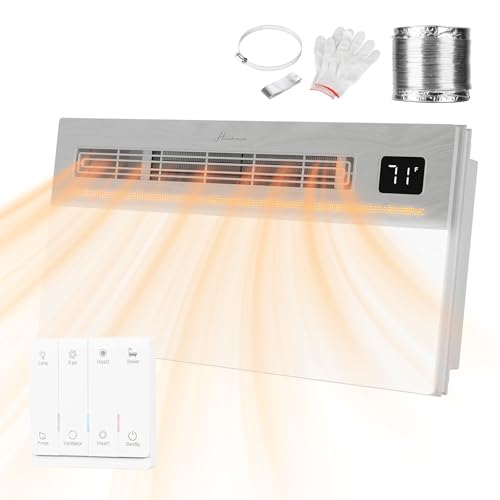 Hawkrown 4 in 1 Bathroom Exhaust Fan with Light and Heater, 1900W Bathroom Heater Fan Light Combo, 180 CFM 1.0 Sone Ceiling Fan Remote Control Heater, Ventilation for Home, Bath, Hotel (Style 1) - color: Style 1