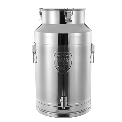 DYNAMI 9.2Gal 304 Stainless Steel Milk Bucket with Faucet,Thickened Stainless Steel Milk Can with Sealing Lid & Carry Handle,Large Liquid Container Storage,for Milk,Wine, Oil Storage Transport (35L) - size: 35L/9.2gal