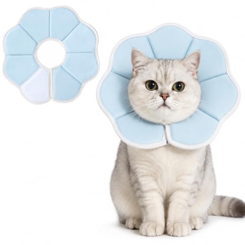 Avont Cat Cone XS Adjustable Soft E-Collar, Blue | XS fits 4.0-6.5" necks, Depth 3.4", breathable & soft, prevents licking Water-resistant & easy clean - color: Blue, size: XS(Neck:4.0"-6.5")