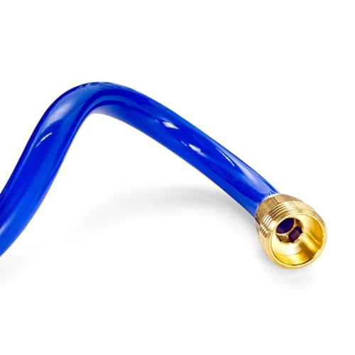 Camco 40' Self Coiling Water Hose with Brass Fittings and 0.5" Interior Diameter for Marine Use, Cleaning, Car Washing and Gardening, Blue - style: 40' Coiled Water Hose