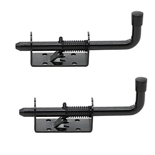 5 Inch Spring Loaded Latch Bolt, Heavy Duty Spring Loaded Latch Pin Door Lock,1/2" Pin Shed (2, Black)