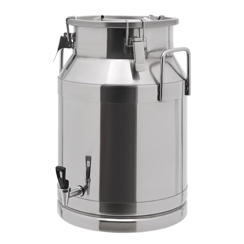 8 Gallon Milk Can with Spout, Milk Container | Stainless Steel Bucket with Locking Sealed Lid, Airtight Food Storage Container for Home, Farm, Commercial Kitchen