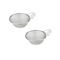 CAMPINGMOON 2 Pack 310ml Camping Colander 304 Stainless Steel Small Food Strainer with Handle Stackable Sierra Cup Mesh Sieve Rice Noodles Backpacking Outdoor Cookware S-213-2P