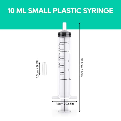 100Pack 10ml Plastic Small Measuring Syringes with Tip Cap | Oral Syringe for Scientific Labs, Feeding Pets, Measurement,Refilling, No Needle