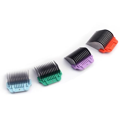 DOG Stainless Steel Wide Clipper Attachment Guard comb Set for A5 Series | Snap-On/Off Design Combs,Only Fir for 10W/15W/30W Wide Blade (Large 4-Piece) - color: Large 4-Piece