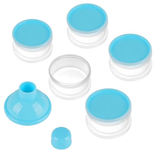 Accmor Formula Dispenser On The Go, 5 Compartments Stackable Formula Container for Travel, Baby Milk Powder Kids Snack Container, BPA Free - color: Light Blue-2pc