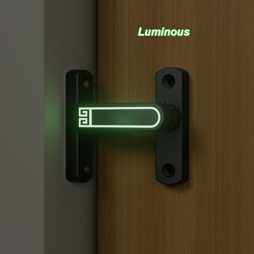 Height-Adjustable Flip Latch Lock 90/180 Degree Sliding/Swinging Door Lock Latch Bolt for Barn Garage Garden Fence Gate Shed Window Cabinet Patio Screen French Door Upgraded (Black+Luminous) - color: Black+Luminous