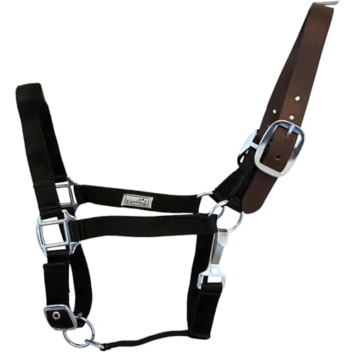 Break Away Adjustable Leather Pony Nylon Halter - color: Black