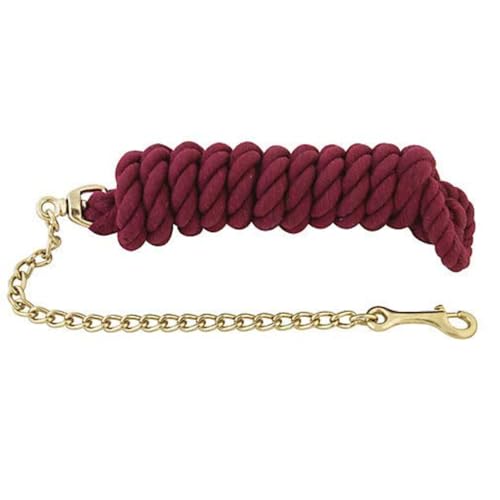 Basic Cotton Lead Rope w/Stud Chain - color: Burgundy