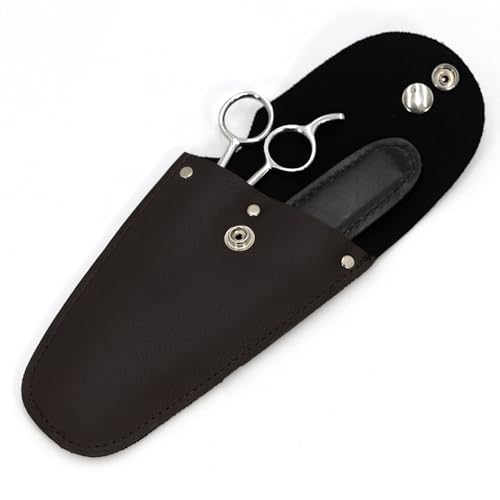 Jeffers Grooming Trim Kit 3 Piece Set - Stainless Steel Thinning Shears & Stripping Comb, Durable Leather Case With Belt Loop Flap, Portable Tools for Groomers, Farm Use or Routine Livestock