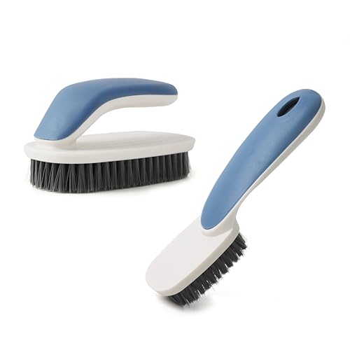 Soft Bristle Laundry Brush for Shoes, Clothes, Hats (Blue) | Multi-purpose soft bristle brush removes stains from shoes, clothes and hats for laundry, countertop and bathtub cleaning. - color: Blue
