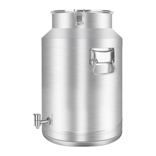 50 Liter 13.2 Gallon Milk Can 304 Stainless Steel Milk Bucket Heavy Duty Wine Pail Bucket with Spigot Milk Can Tote Jug with Sealed Lid for Milk and Wine (50L) - size: 50L