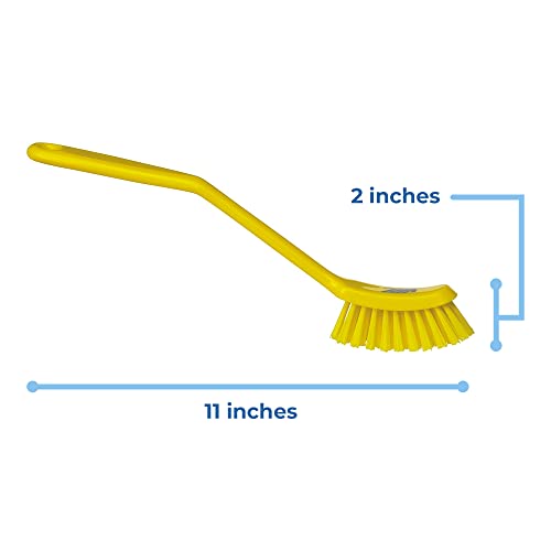 Vikan - Fine Dish Brush - Heavy-Duty, Narrow, Slip-Resistant Cleaning Brush, Polypropylene, Polyester Bristle, 11 Inch, Yellow, (42876) - color: Yellow, size: 1 Count (Pack of 1)