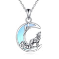 Snake Moon Necklace - 925 Sterling Silver Moon Pendant Necklace - Snake Jewelry for Women - style: Wolf