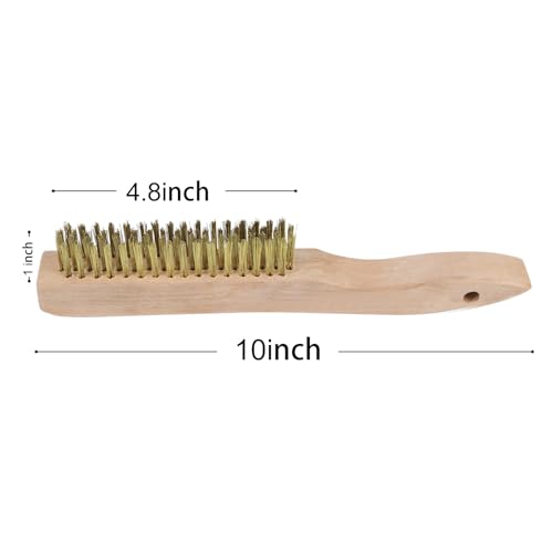 MAXMAN Brass Brush 2Pcs, 10" Heavy Duty Brass Wire Brush, Rust/Weld Remover | Heavy Duty Brass Bristles, Metal Brush, Curved Beechwood Handle, Wire Brushes for Cleaning Rust, Compact & Sturdy - style: 2Pcs Brass Brushes