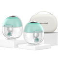 MomMed S33 Wearable Breast Pump with Case, Hands-Free Double Electric, 6oz | Ultra Quiet 45dB In-Bra Pump, Night Light, One-Tap Pause, Leakproof, BPA Free, 17/19/21mm Flange Inserts for Work Travel - color: Green