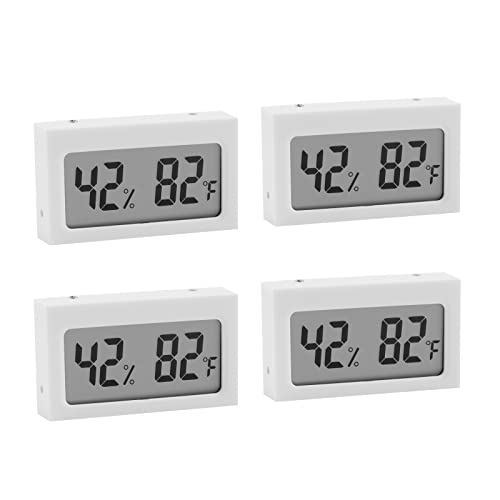 Monitor Digital Indoor Hygrometer with LCD Display Temperature Gauge Humidity Meter for Home or Greenhouse (White, 4 Pack) - color: White