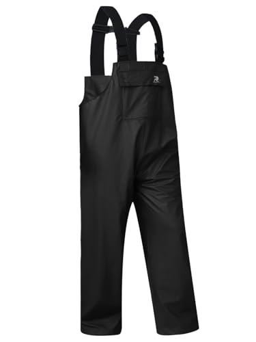 RainRider Rain Pants for Men Women Waterproof Rain Gear Bib Overalls Trousers for Fishing Hunting - color: Black, size: XX-Large