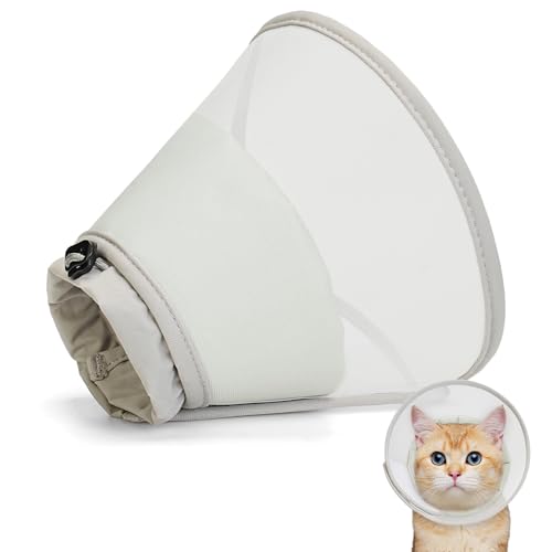 Supet Soft Cat Cone Collar to Stop Licking, Breathable Mesh Cone with Waterproof Liner Recovery Collar, for Kitten, Comfortable Elizabethan Alternative for Spay Neuter Grooming (S) - color: Light Grey, size: S