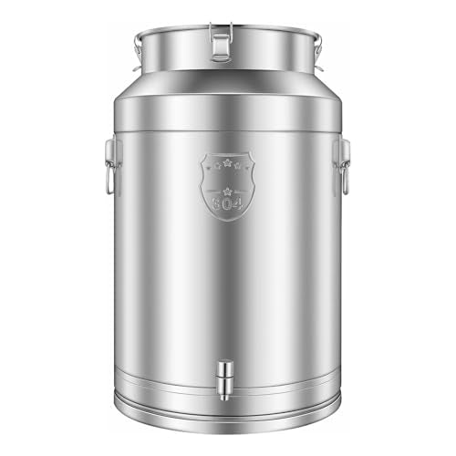 76L/20.08Gallon Stainless Steel Milk Can with Faucet, Heavy Duty Milk Bucket Milk Jug Wine Pail Bucket Bottle Liquid Container Storage Milk Container for Grain Wine Liquid,Stainless Steel Sealed Tank
